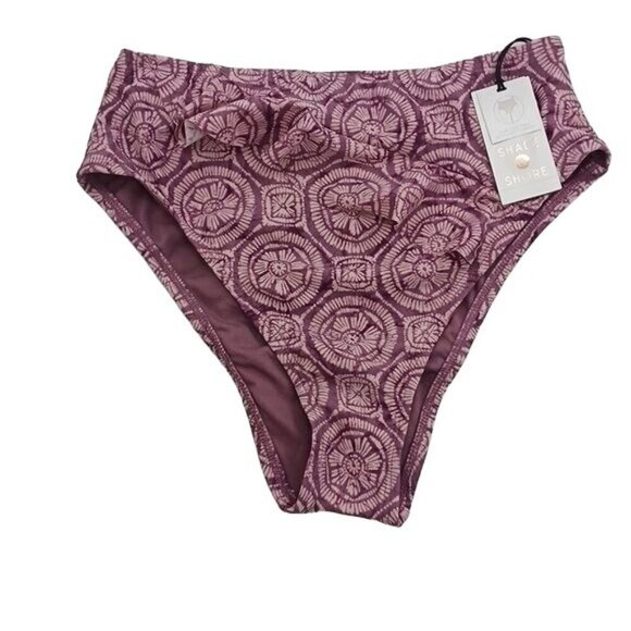 Shade & Shore Bikini Bottom Mystic Mauve Flouncy Ruffle High Waist Cheeky S - Picture 2 of 6